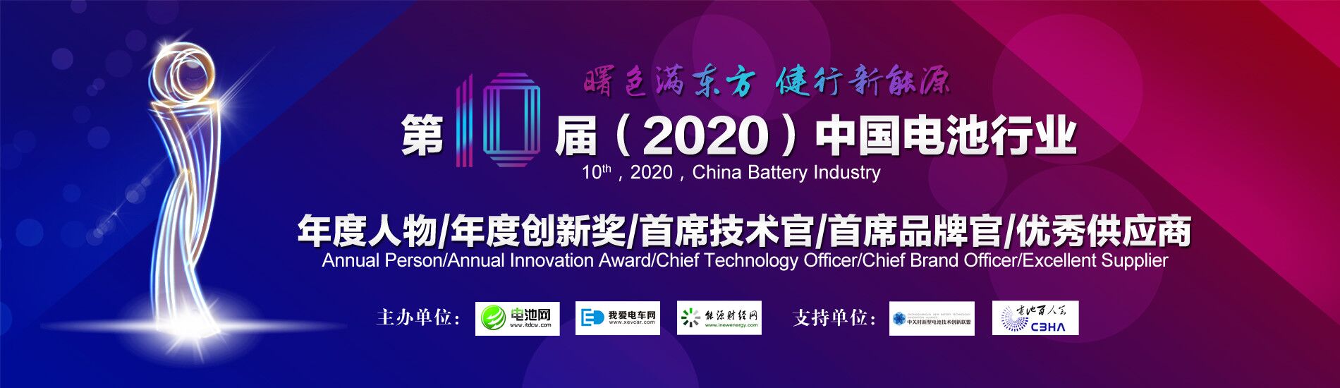 第10屆（2020年）中國電池行業(yè)年度人物/年度創(chuàng)新獎(jiǎng)/ 首席技術(shù)官/首席品牌官/優(yōu)秀供應(yīng)商